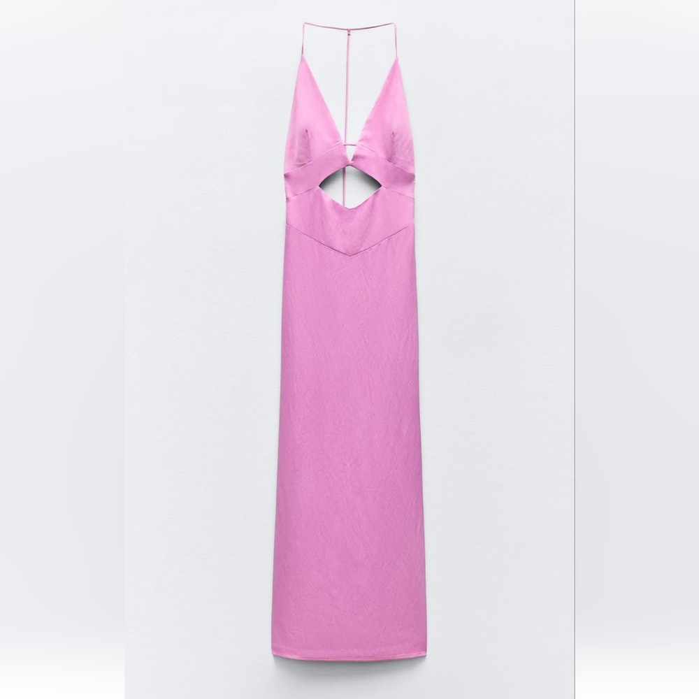 ZARA SATIN EFFECT CUT OUT DRESS - Picture 6 of 8